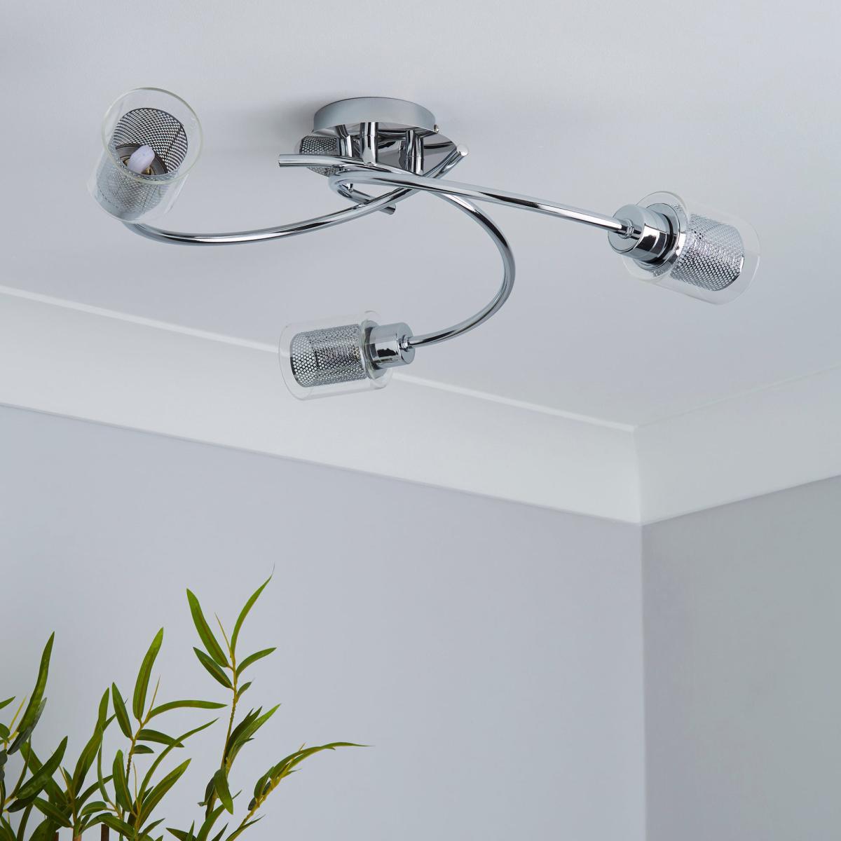 Grace 3 Light Chrome Semi-Flush Ceiling Fitting Silver – image 2