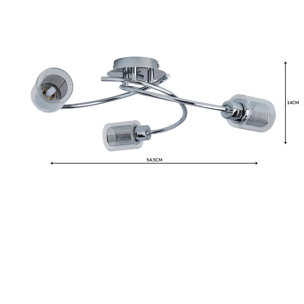 Grace 3 Light Chrome Semi-Flush Ceiling Fitting Silver – image 7