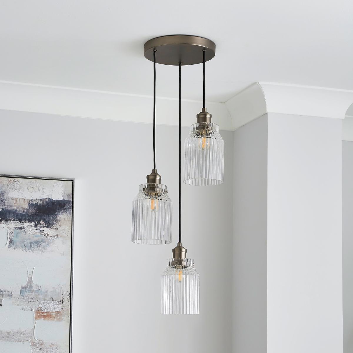 Tobias 3 Light Cluster Ceiling Fitting Grey – image 2