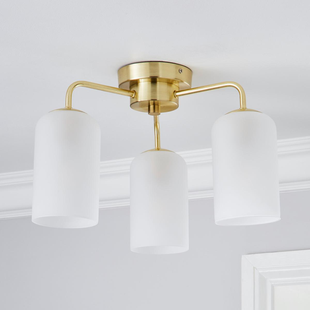 Palazzo Gold 3 Light Semi Flush Fitting Gold – image 2