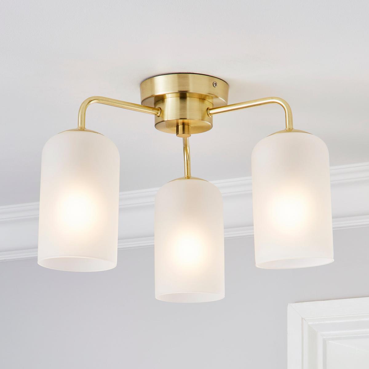Palazzo Gold 3 Light Semi Flush Fitting Gold – image 1