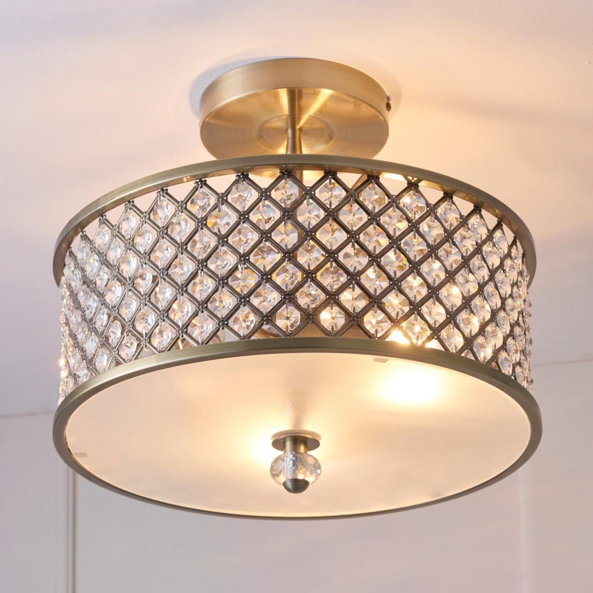 Vogue Hudson 3 Light Semi Flush Ceiling Light Gold – image 1