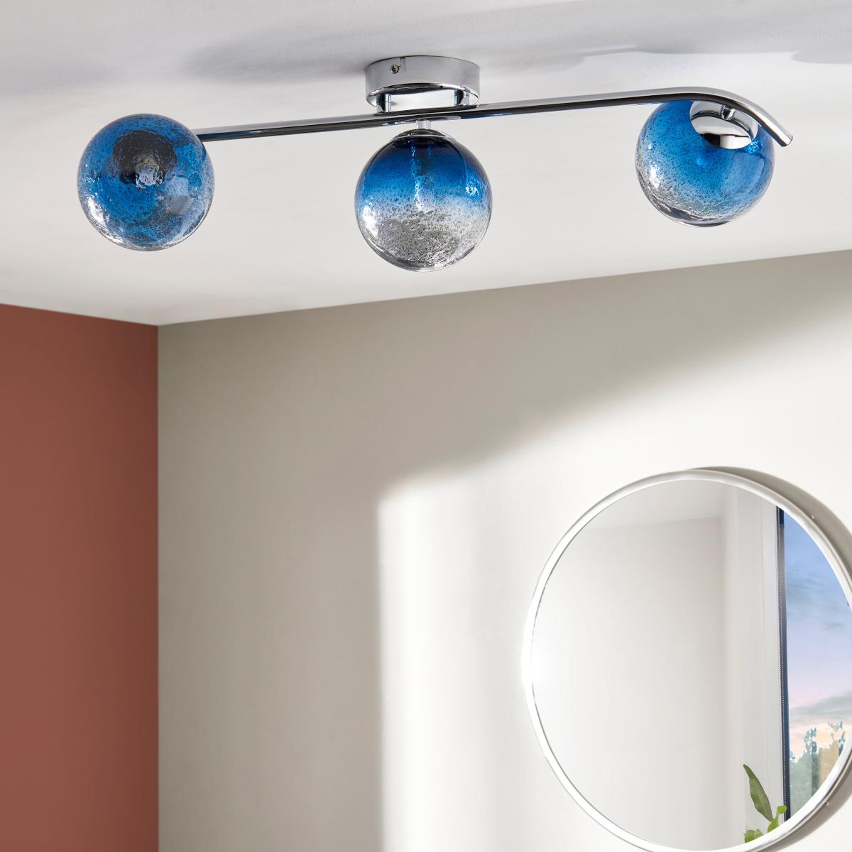 Torbay Blue Bathroom 3 Light Semi Flush Ceiling Fitting Blue – image 2