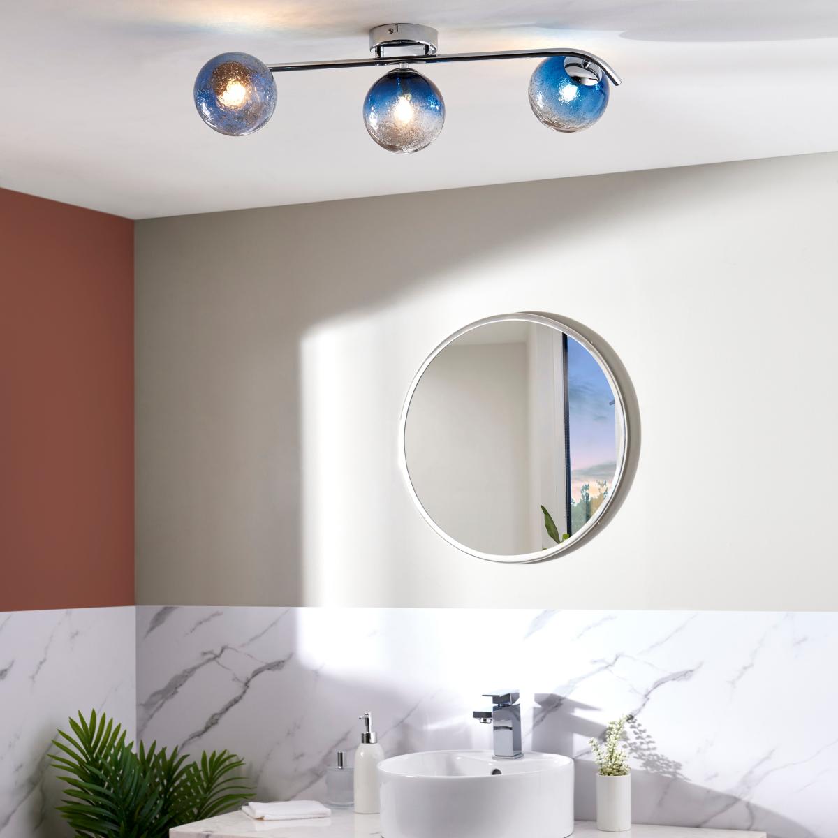 Torbay Blue Bathroom 3 Light Semi Flush Ceiling Fitting Blue – image 5