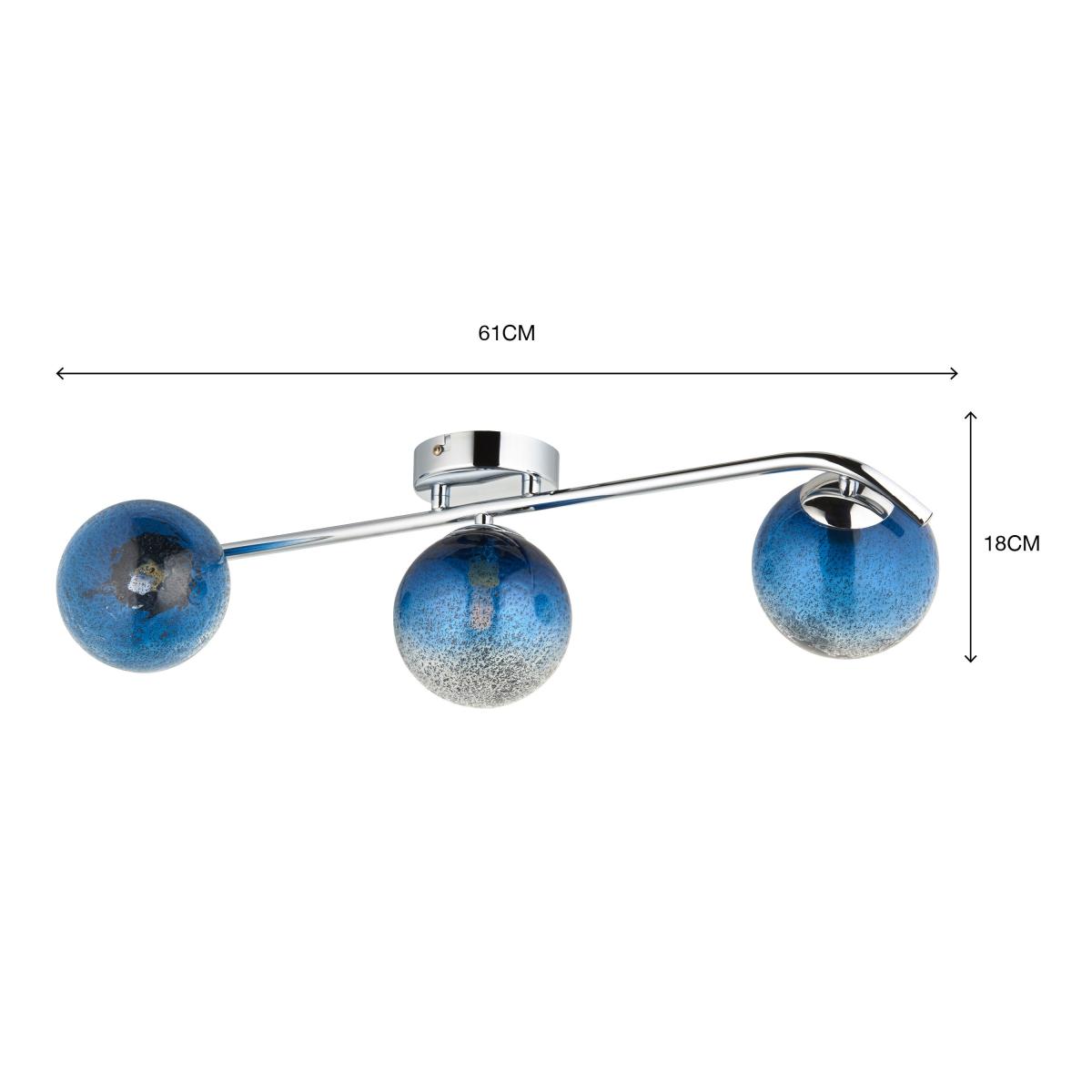Torbay Blue Bathroom 3 Light Semi Flush Ceiling Fitting Blue – image 7