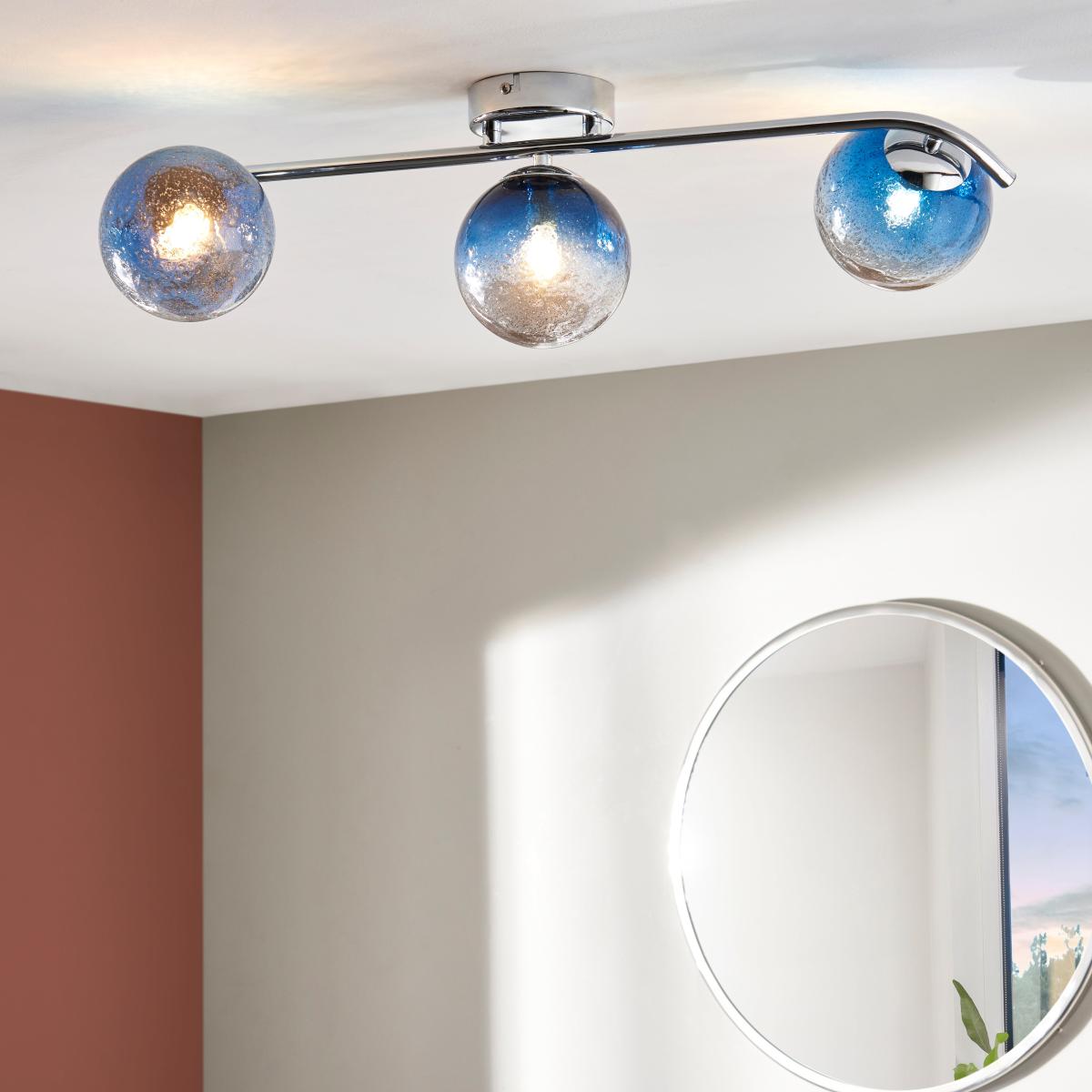Torbay Blue Bathroom 3 Light Semi Flush Ceiling Fitting Blue – image 1