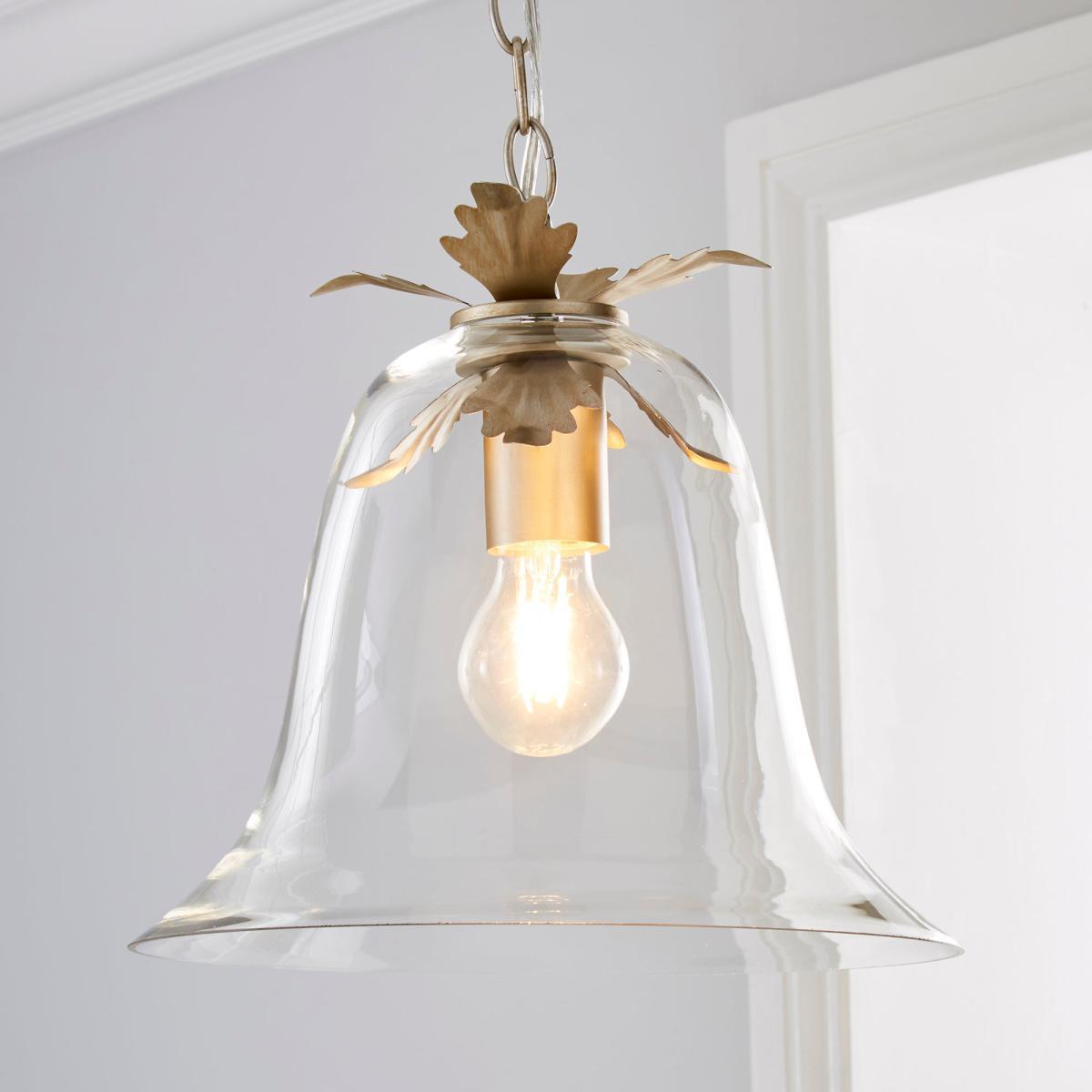 Mase Bell 1 Light Pendant Glass Ceiling Fitting Clear – image 1