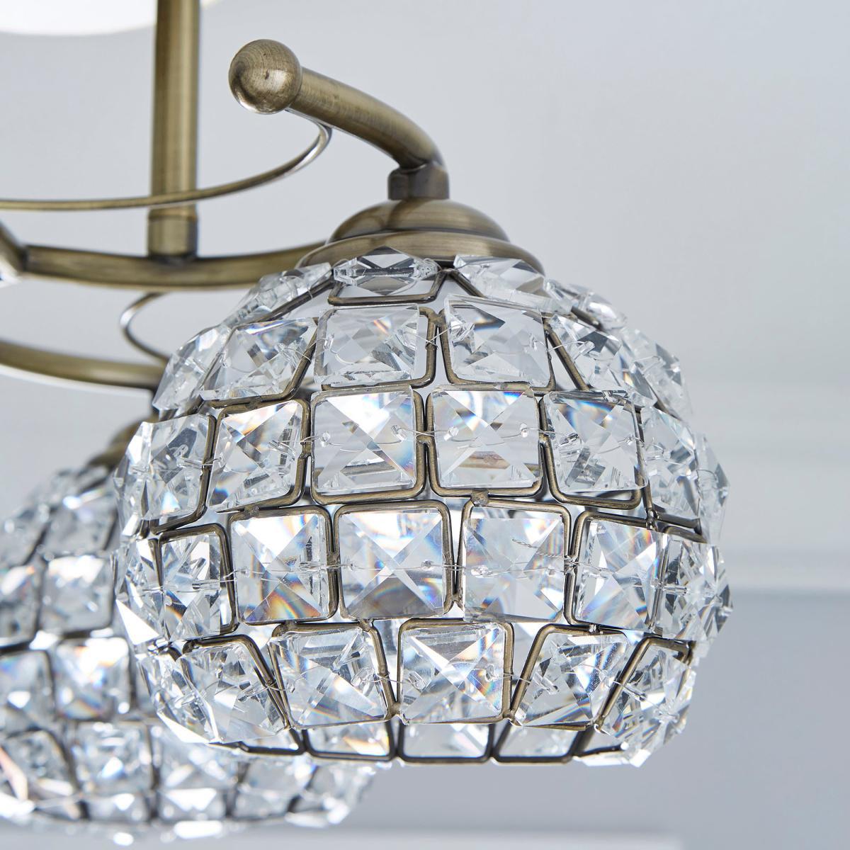 Bergen 3 Light Crystal Antique Brass Ceiling Fitting Antique Brass – image 3