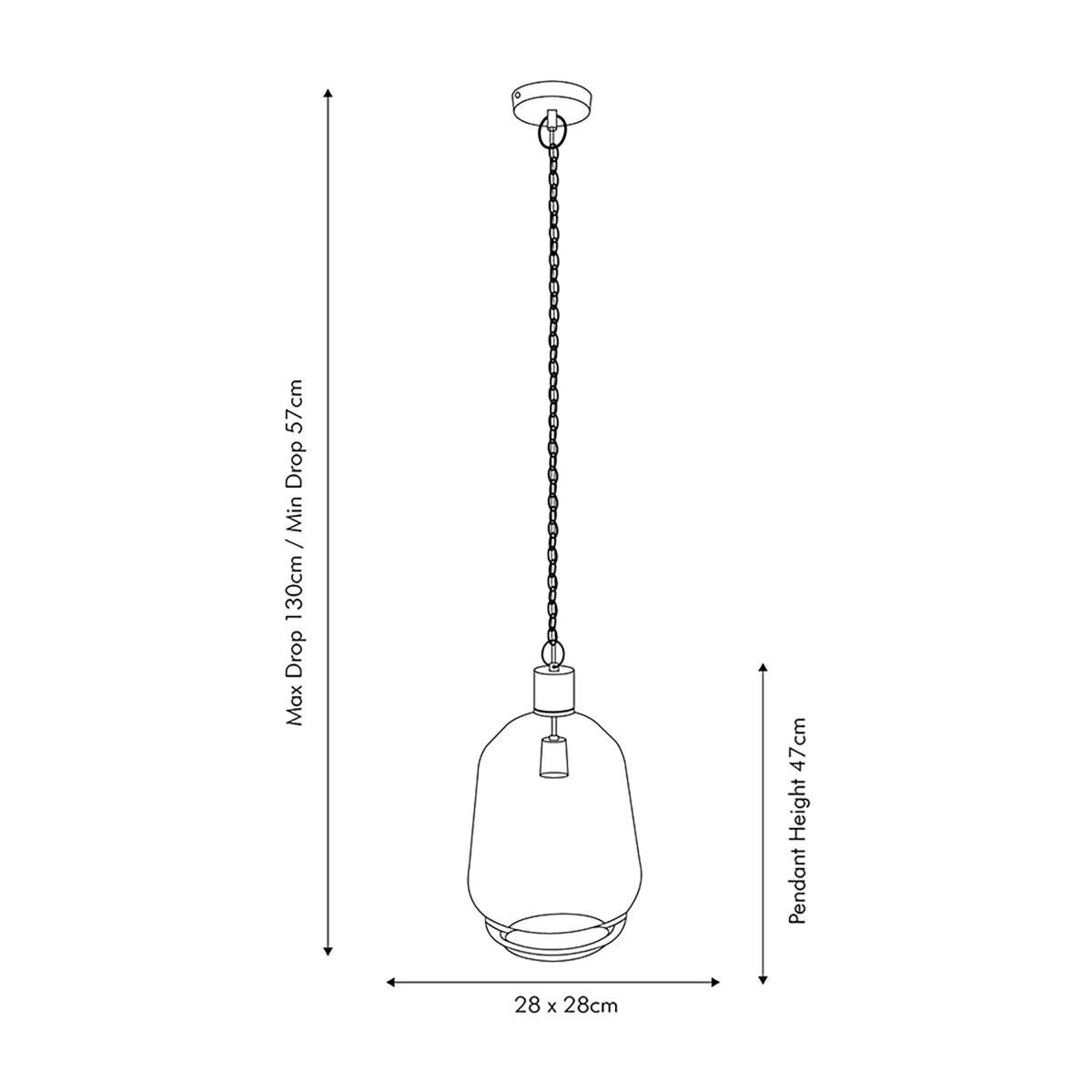 Fia Glass Chain Drop Pendant Light Black Nickel – image 4