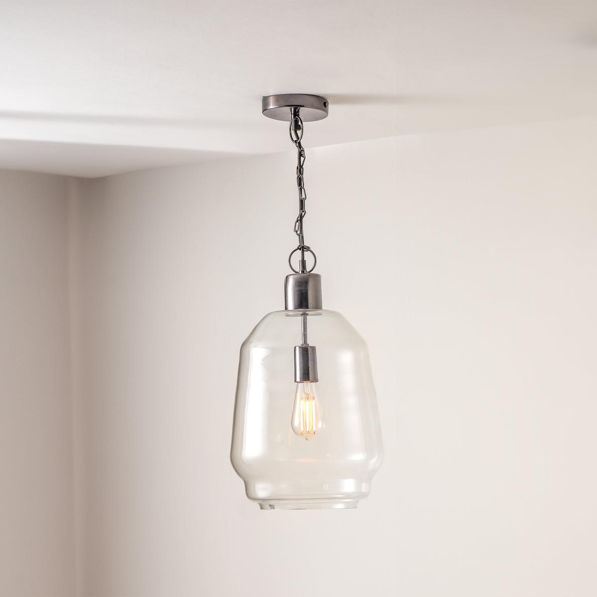 Fia Glass Chain Drop Pendant Light Black Nickel – image 1