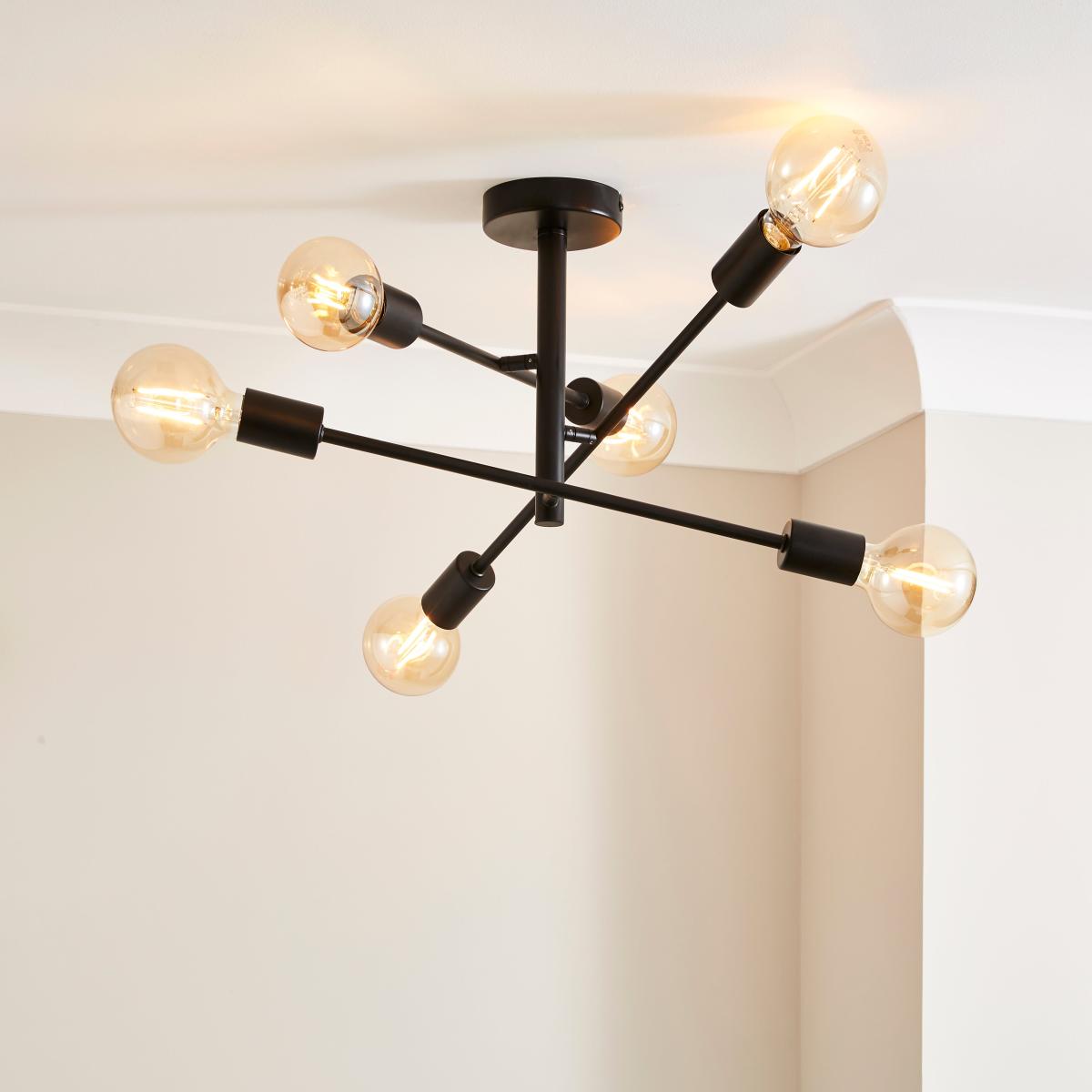 Koppla 6 Light Semi Flush Ceiling Fitting Black – image 1