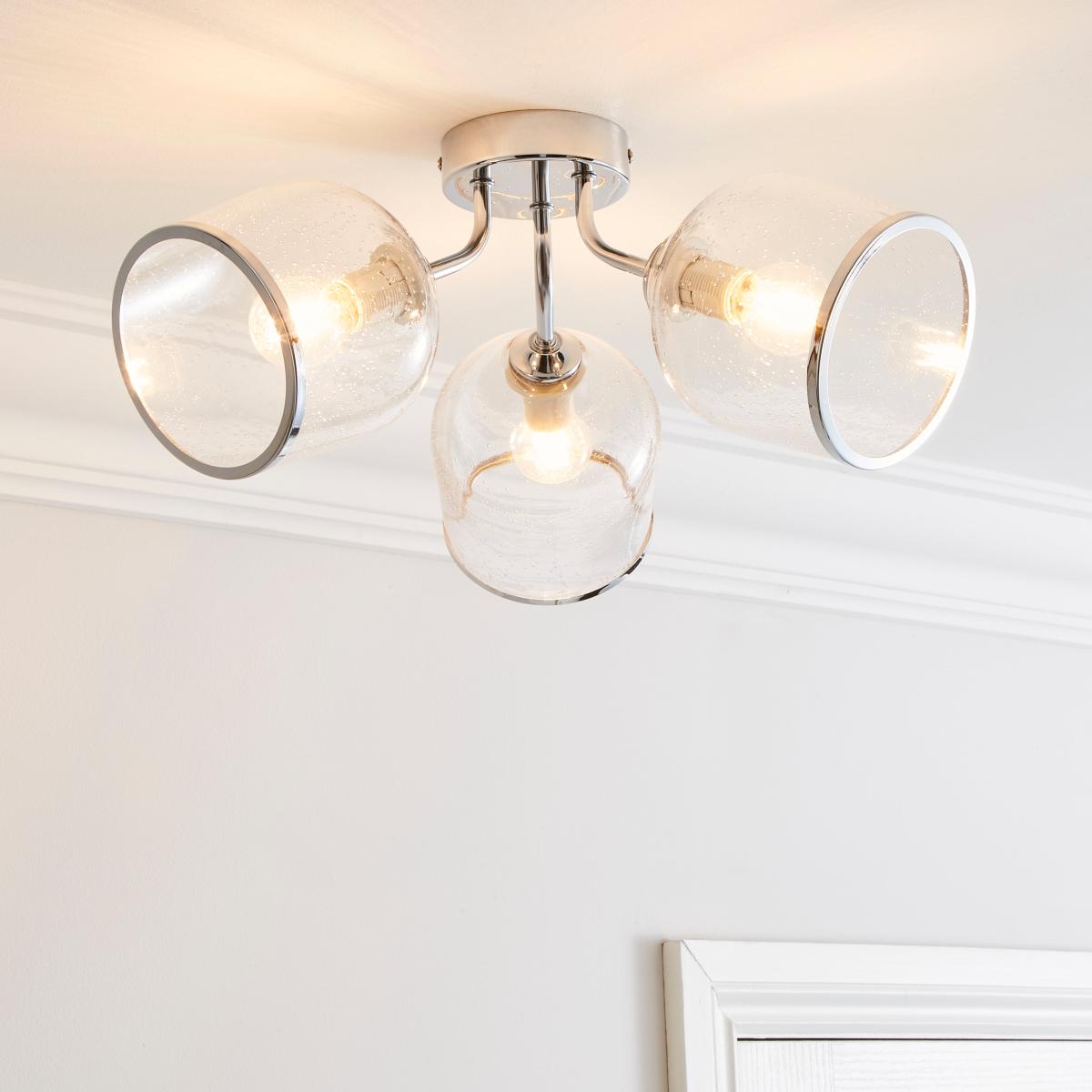 Lenny 3 Light Semi Flush Ceiling Fitting Chrome – image 1