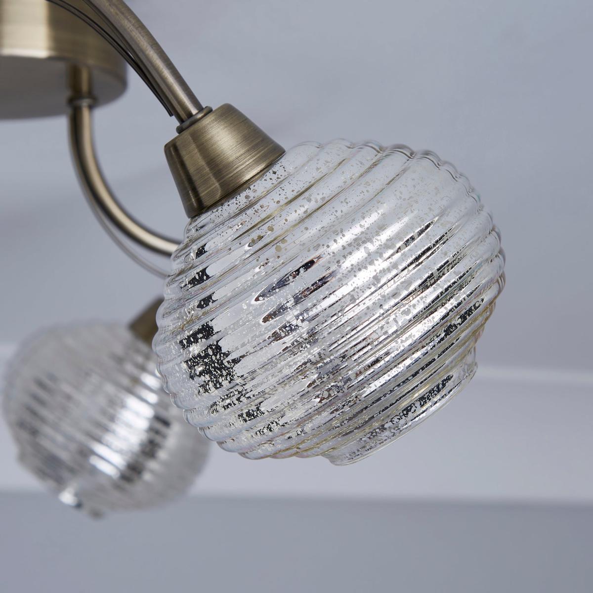 Temossi 3 Light Mercury Glass Semi-Flush Ceiling Fitting Champagne, Antique Brass – image 3