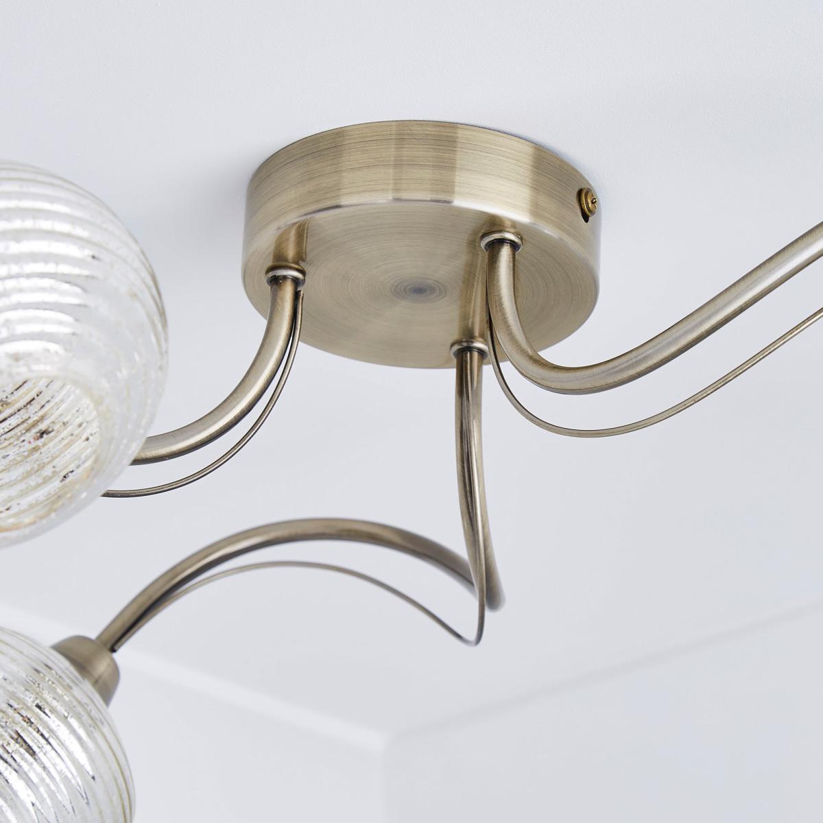 Temossi 3 Light Mercury Glass Semi-Flush Ceiling Fitting Champagne, Antique Brass – image 4