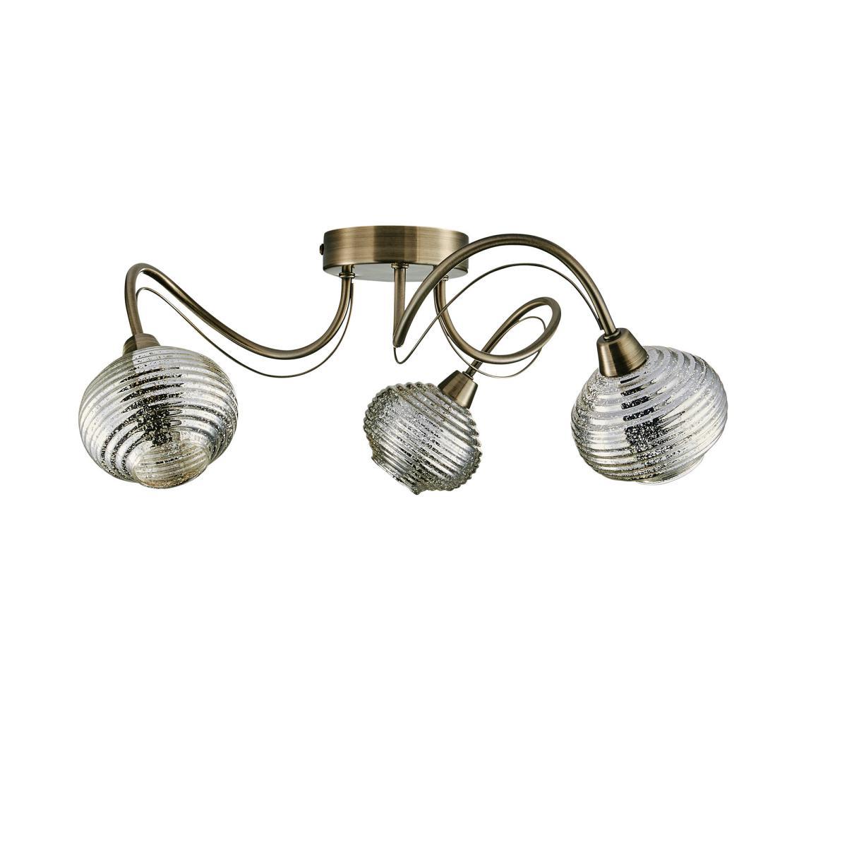 Temossi 3 Light Mercury Glass Semi-Flush Ceiling Fitting Champagne, Antique Brass – image 5