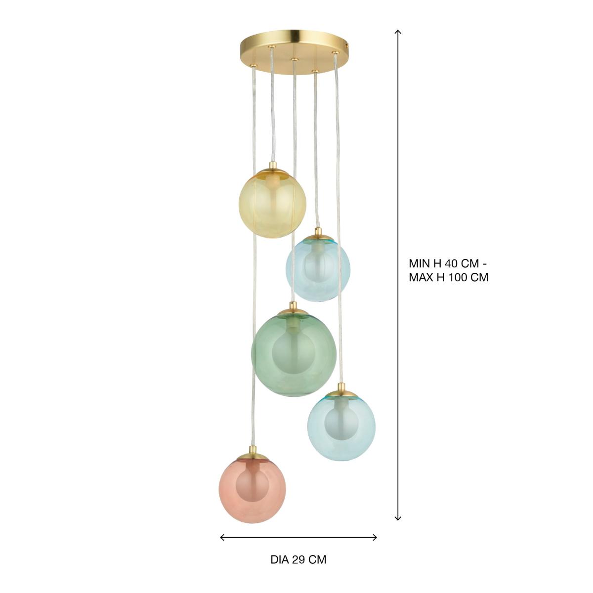 Eliza 5 Light Dimmable Cluster Pendant Light MultiColoured – image 6