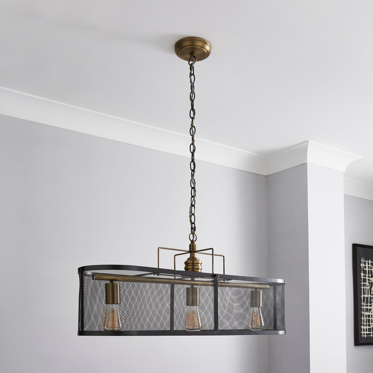 Kalix 3 Light Diner Ceiling Fitting Grey – image 2