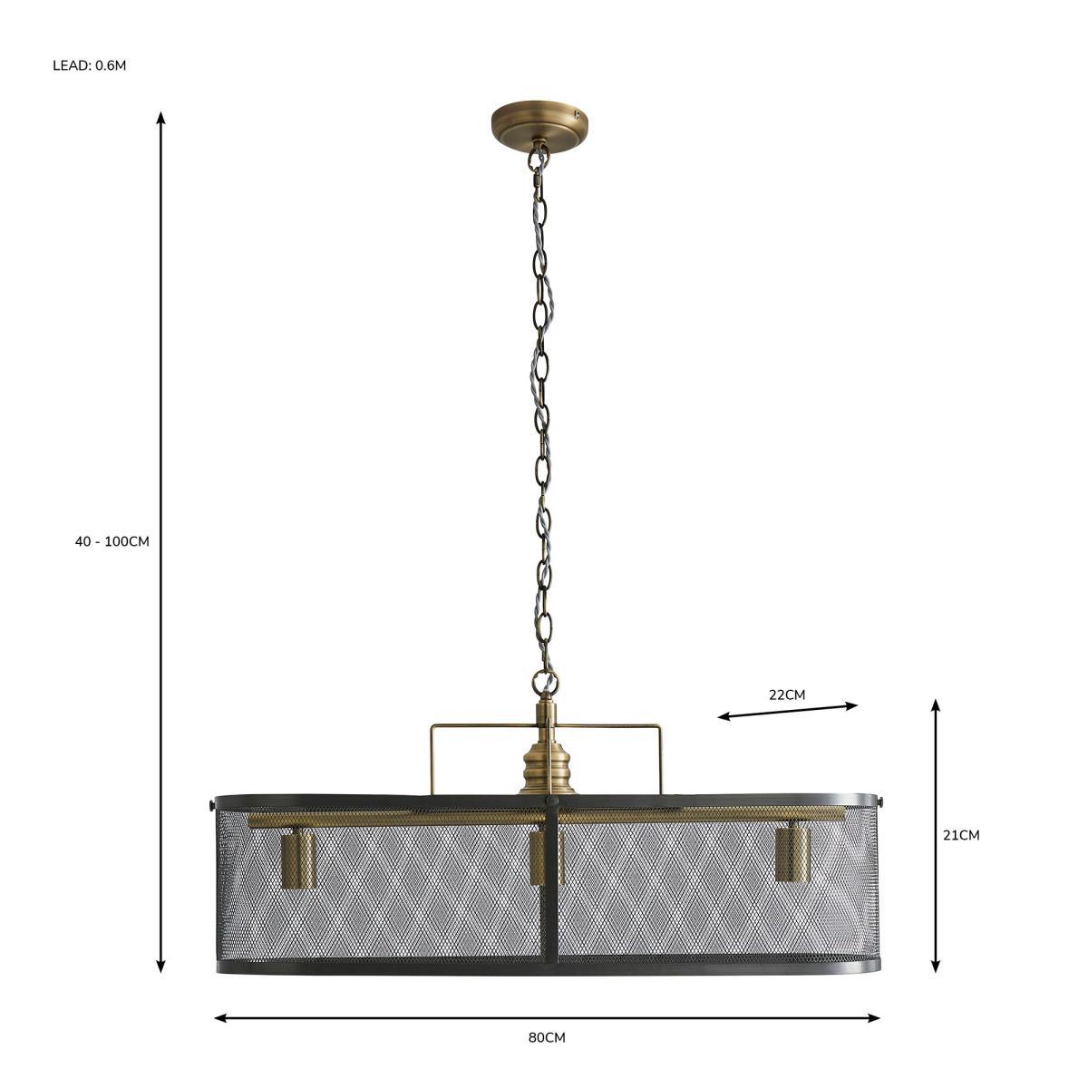Kalix 3 Light Diner Ceiling Fitting Grey – image 6