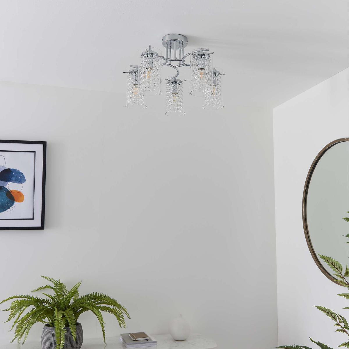 Vogue Kerr 5 Light Semi Flush Ceiling Fitting Chrome – image 2