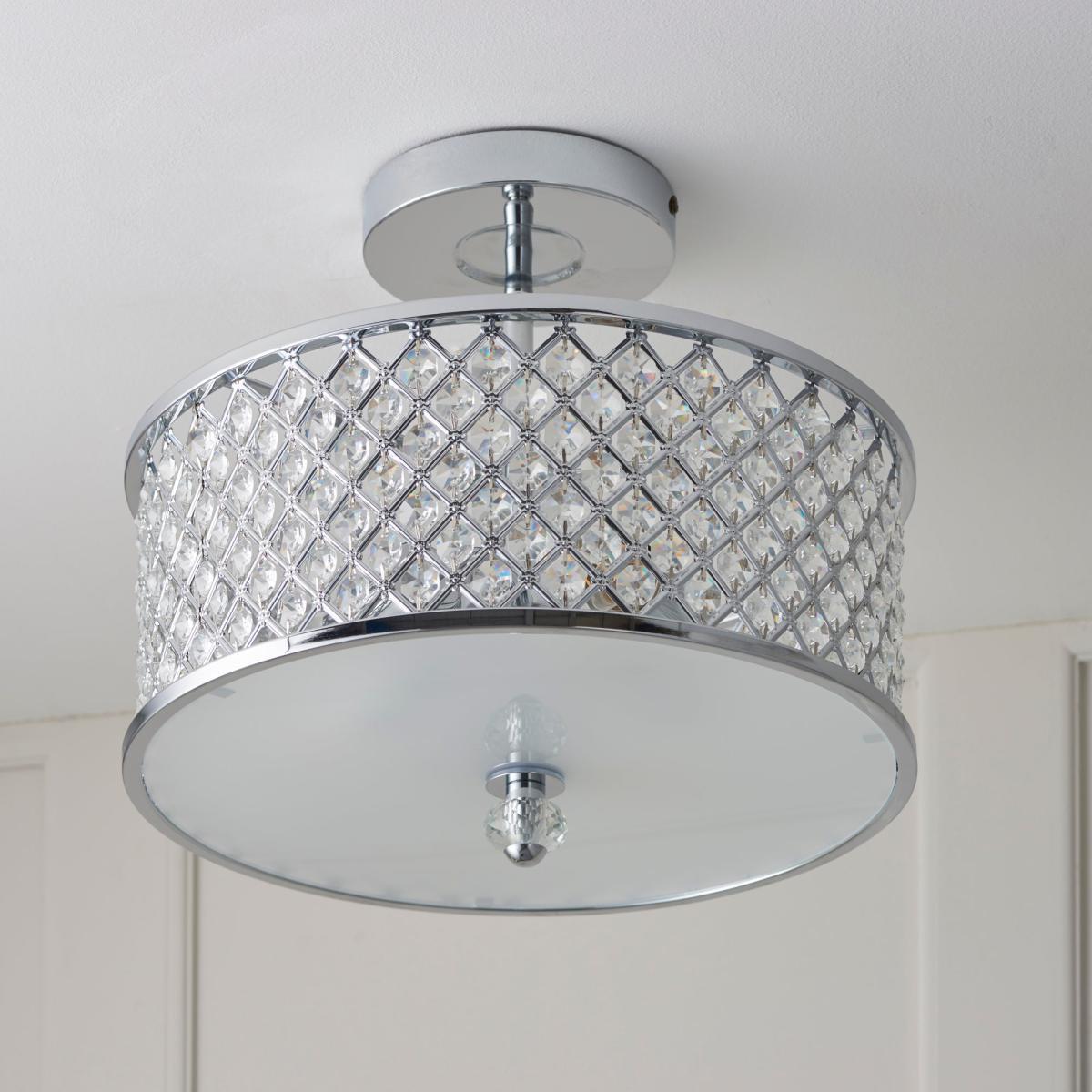 Vogue Crystal Hudson 3 Light Flush Ceiling Fitting Chrome – image 2