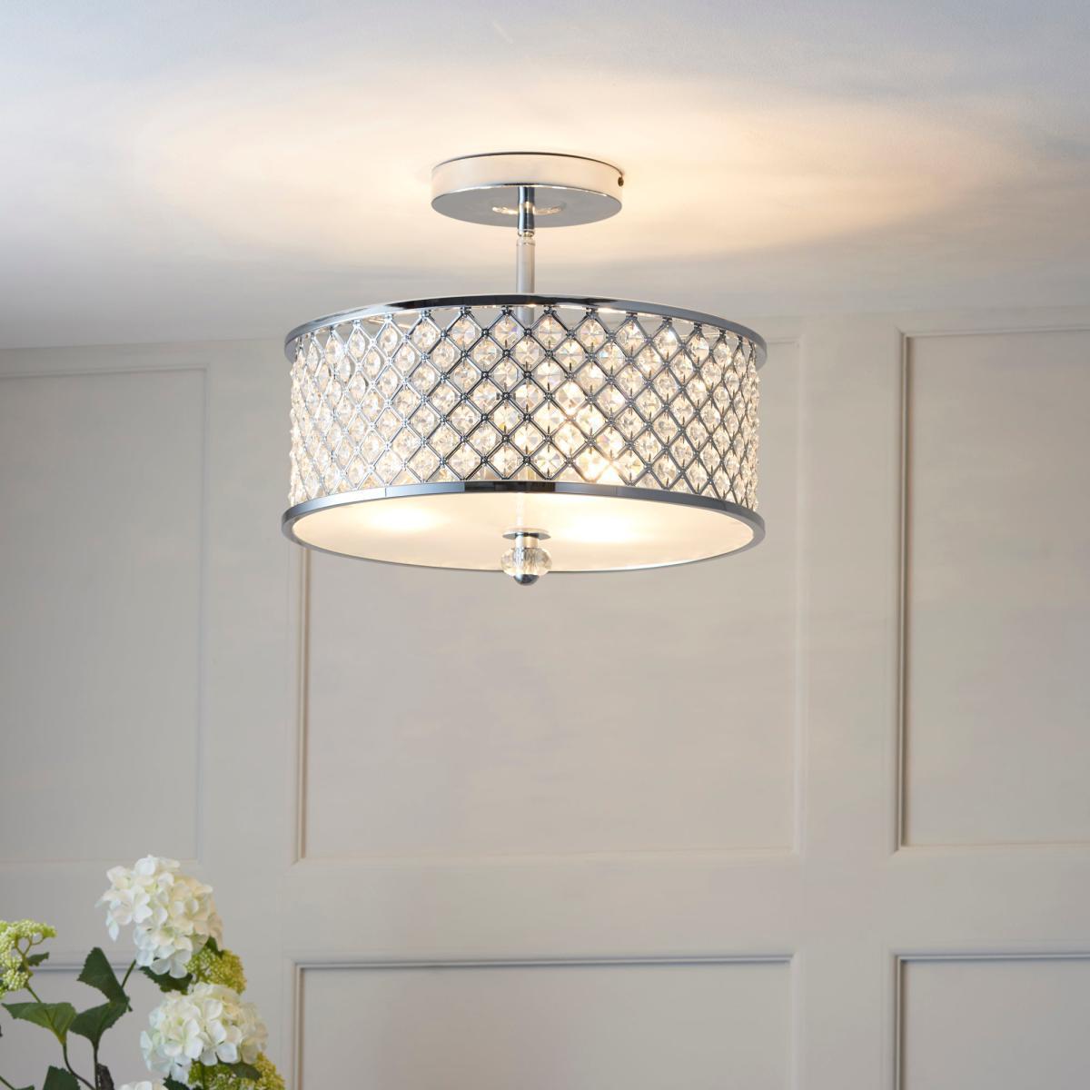 Vogue Crystal Hudson 3 Light Flush Ceiling Fitting Chrome – image 3