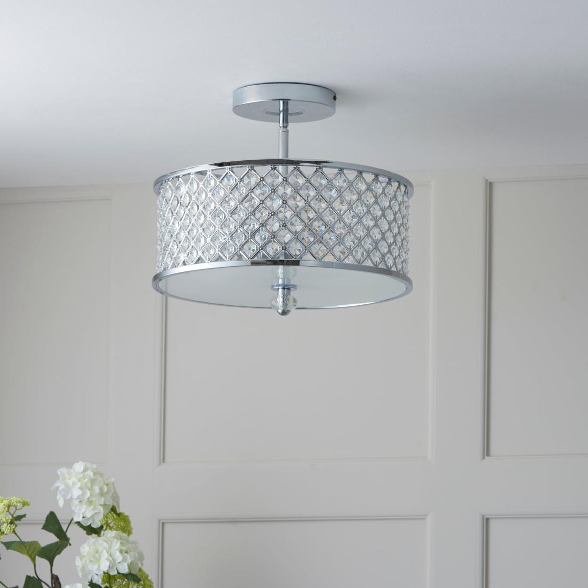 Vogue Crystal Hudson 3 Light Flush Ceiling Fitting Chrome – image 4