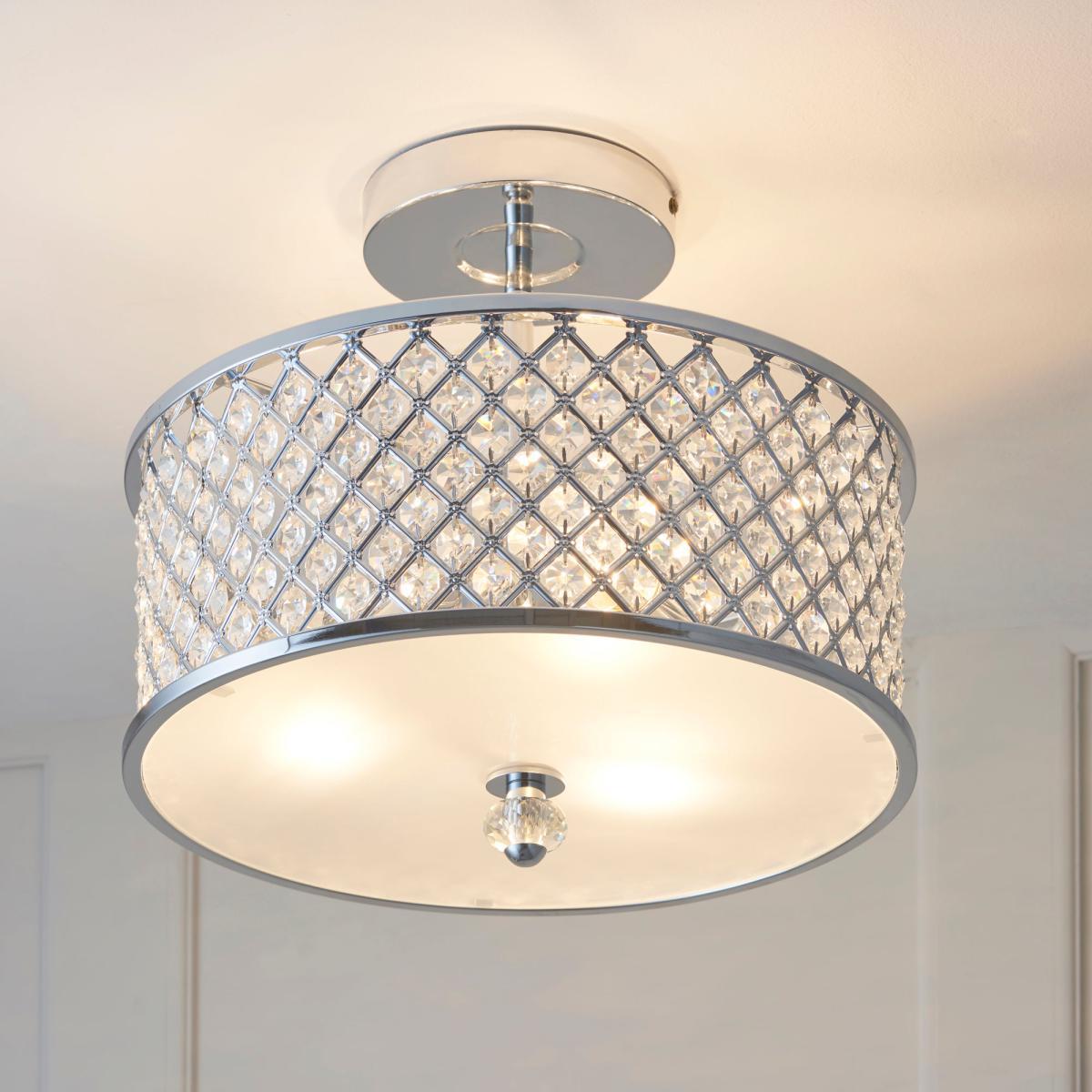Vogue Crystal Hudson 3 Light Flush Ceiling Fitting Chrome – image 1