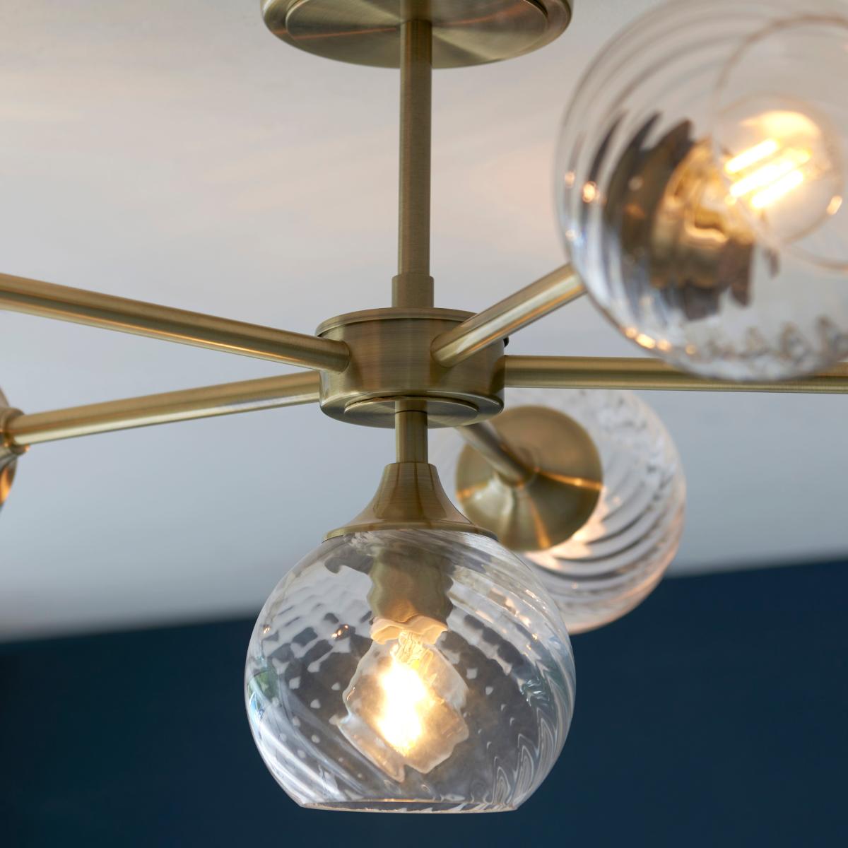 Vogue Asher 6 Light Semi Flush Ceiling Light Gold – image 2