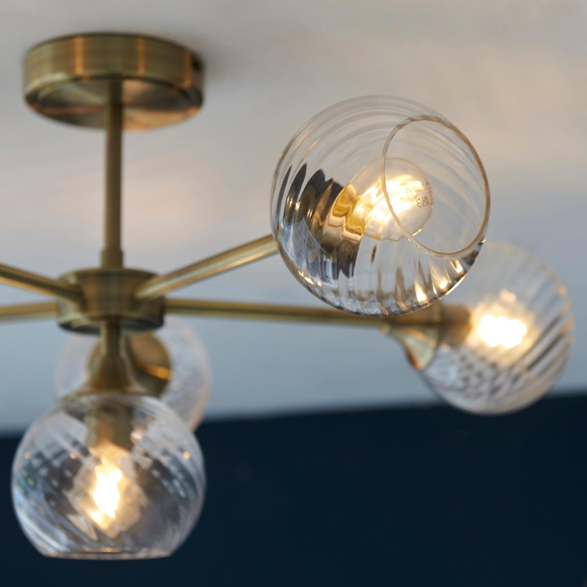 Vogue Asher 6 Light Semi Flush Ceiling Light Gold – image 3