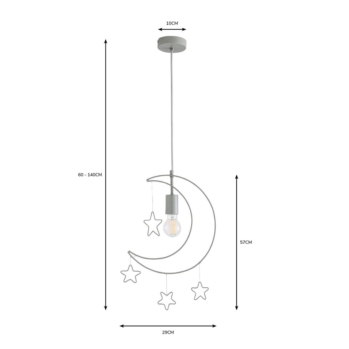 Moon Stars 1 Light Pendant Ceiling Fitting Grey – image 5