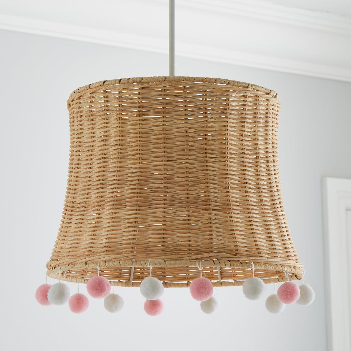 Fiesta Rattan Pom Pom Easy Fit Pendant Shade Pink/Blue/Yellow – image 2