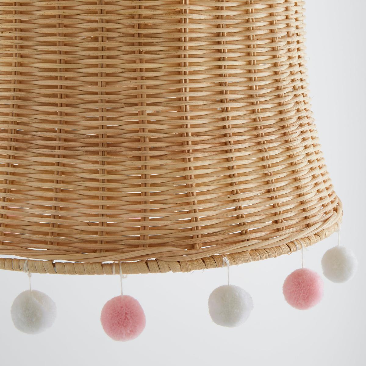Fiesta Rattan Pom Pom Easy Fit Pendant Shade Pink/Blue/Yellow – image 3