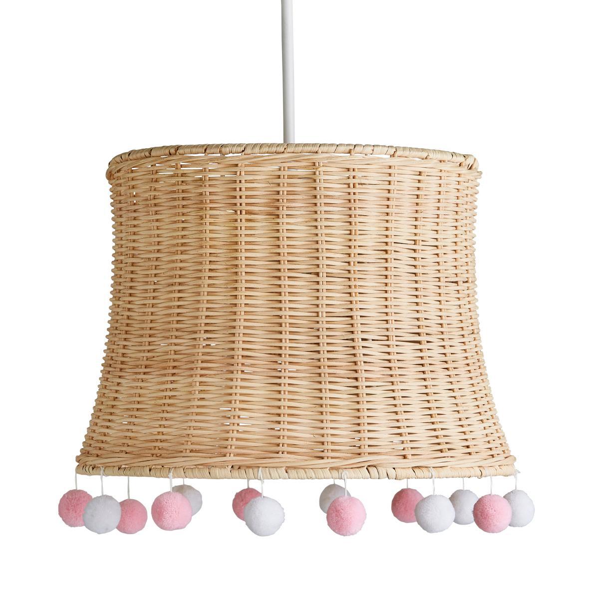 Fiesta Rattan Pom Pom Easy Fit Pendant Shade Pink/Blue/Yellow – image 4