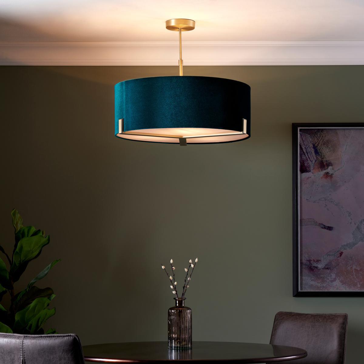 Vogue Balaton 3 Light Green Velvet Ceiling Fitting Green – image 1