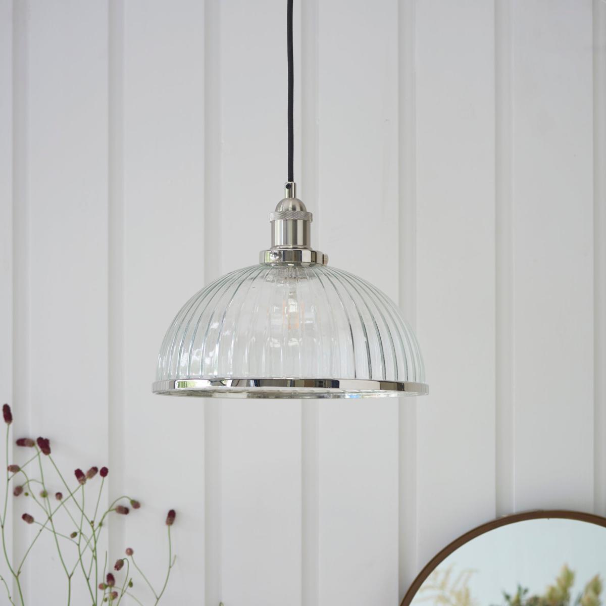 Vogue Glass Paxson Pendant Fitting Nickel – image 2