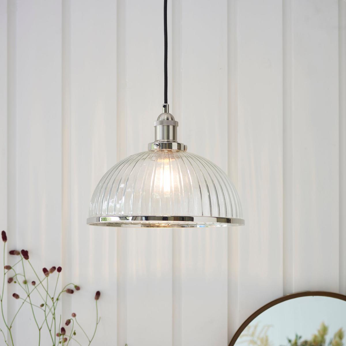 Vogue Glass Paxson Pendant Fitting Nickel – image 1