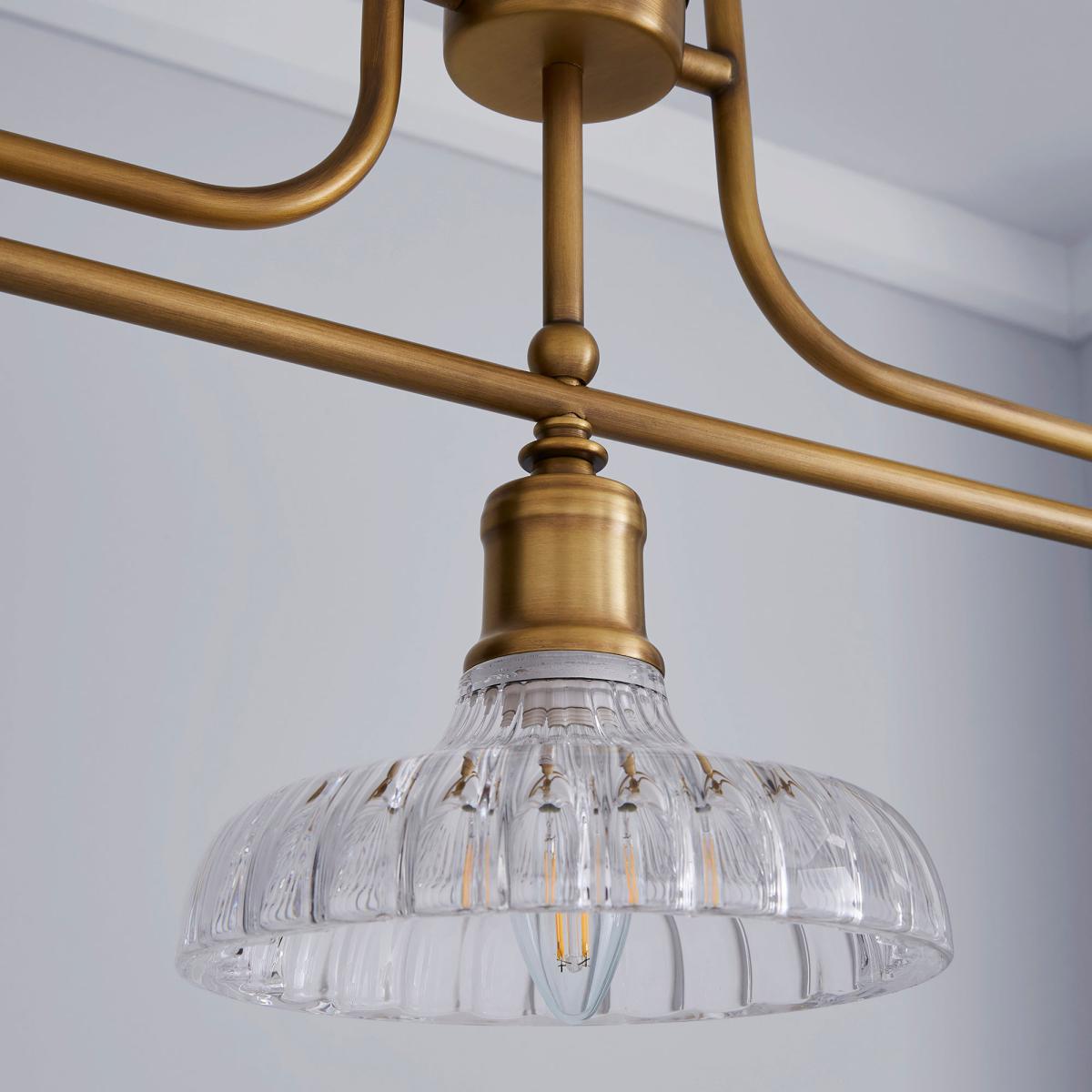 Colt 3 Light Diner Antique Brass Ceiling Fitting Gold – image 3