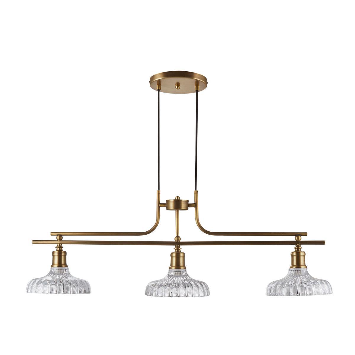Colt 3 Light Diner Antique Brass Ceiling Fitting Gold – image 5