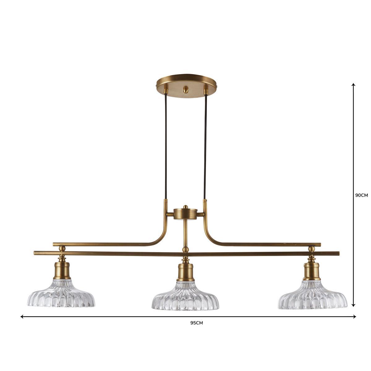 Colt 3 Light Diner Antique Brass Ceiling Fitting Gold – image 7