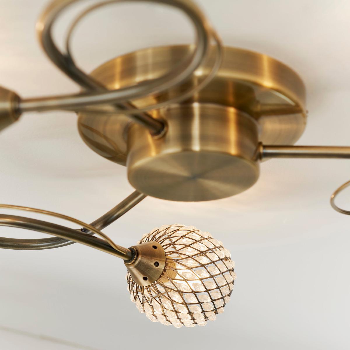Vogue Malden 3 Light Flush Ceiling Fitting Antique Brass – image 4