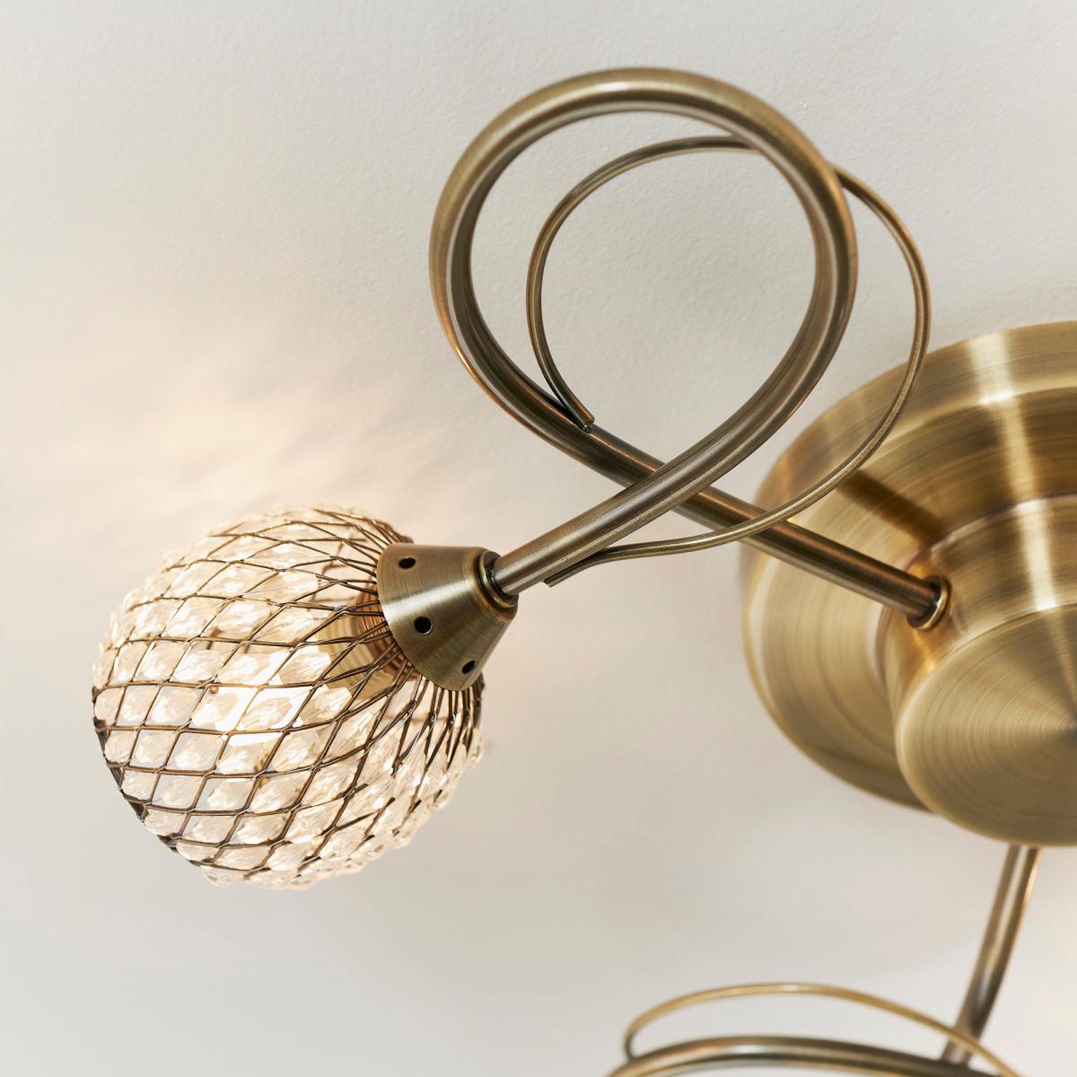 Vogue Malden 3 Light Flush Ceiling Fitting Antique Brass – image 5