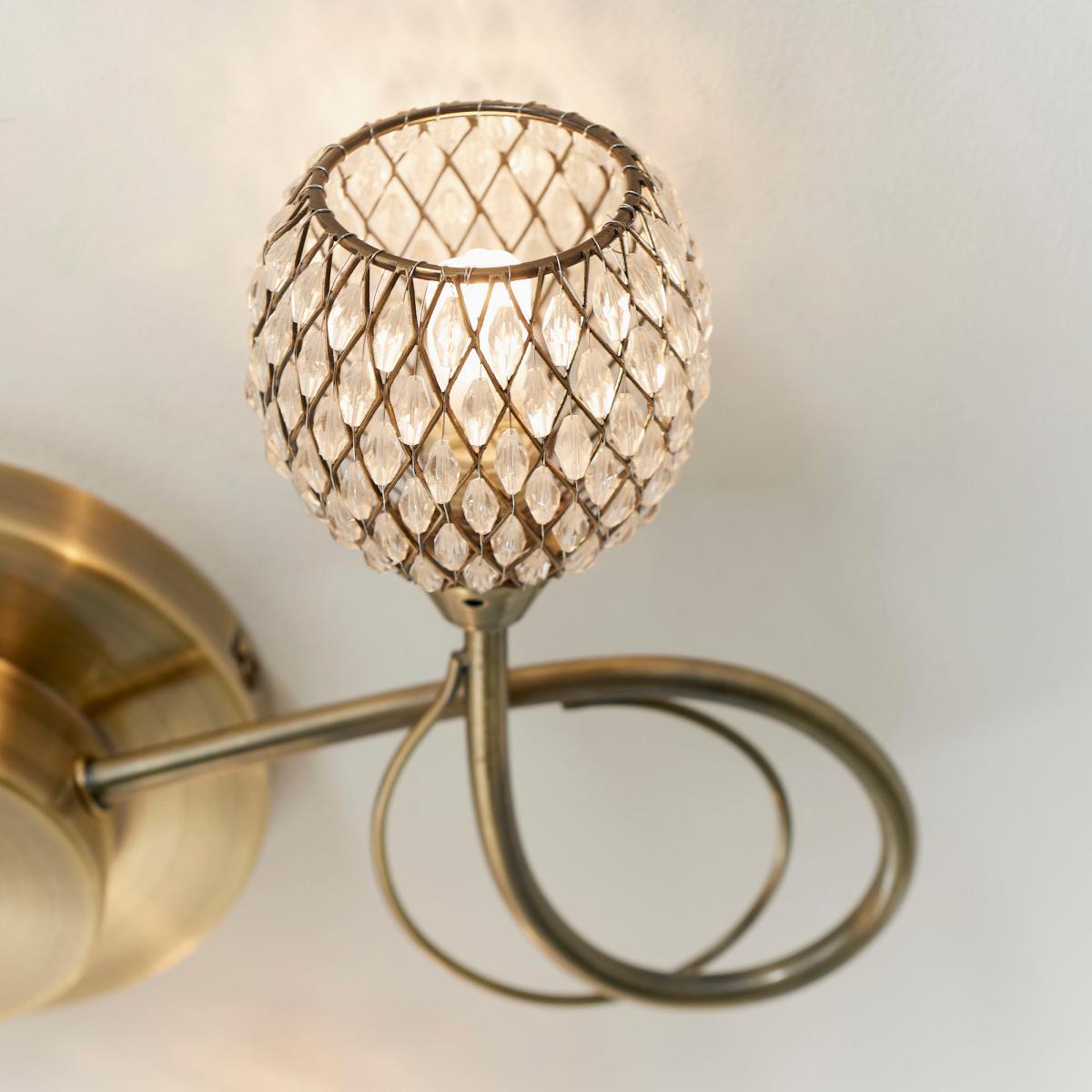 Vogue Malden 3 Light Flush Ceiling Fitting Antique Brass – image 7