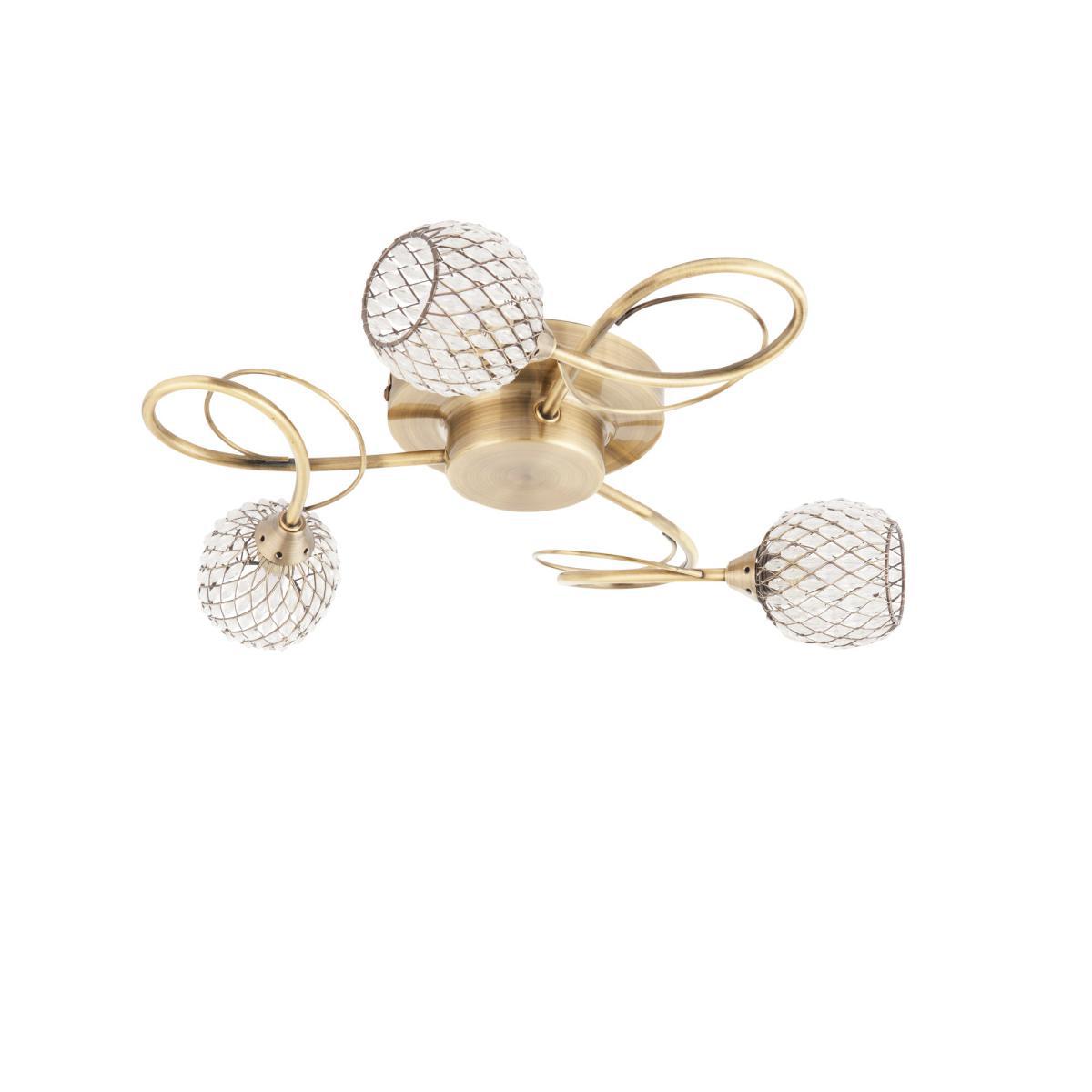Vogue Malden 3 Light Flush Ceiling Fitting Antique Brass – image 8