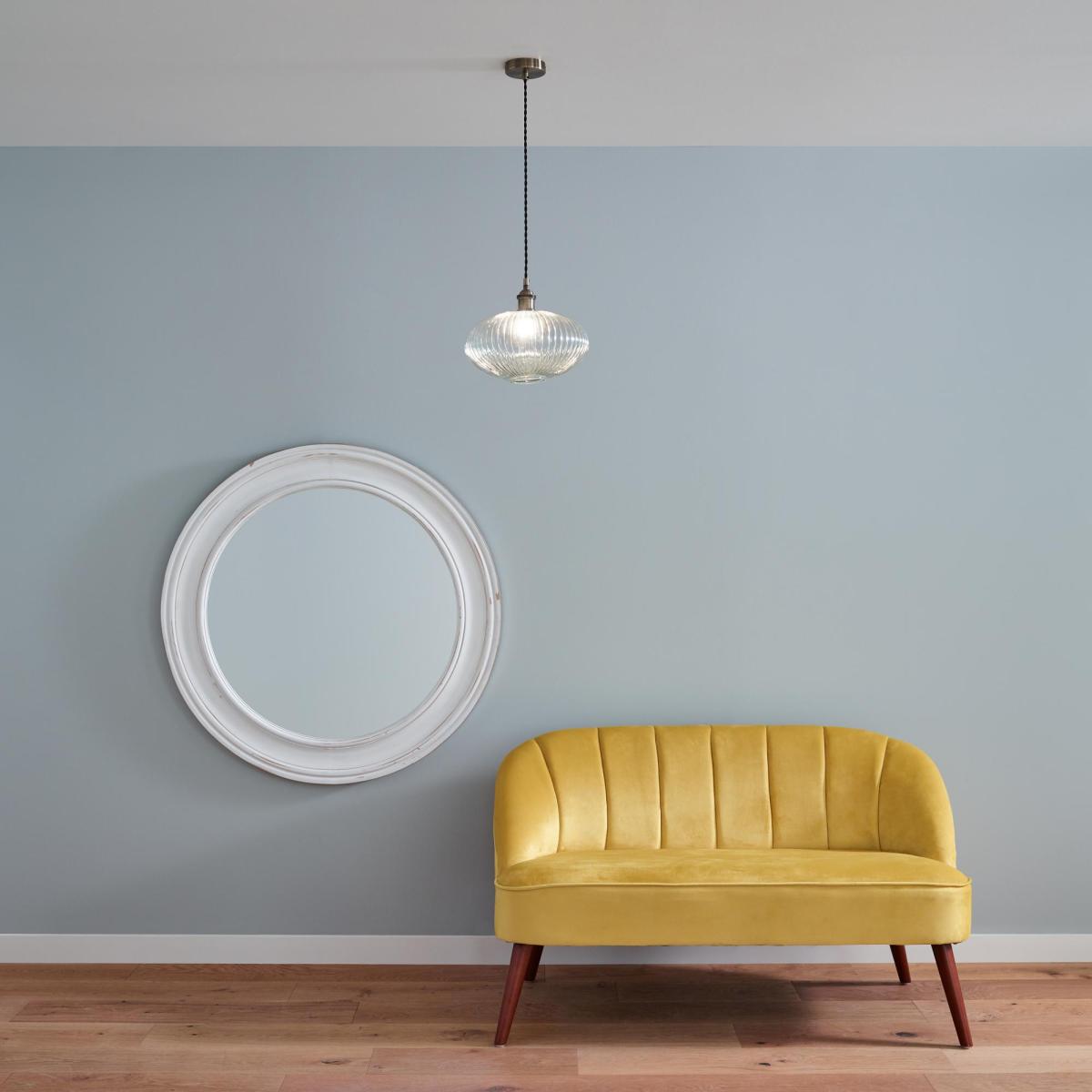 Return - Abigail Oval Ribbed Glass Pendant Light – image 2