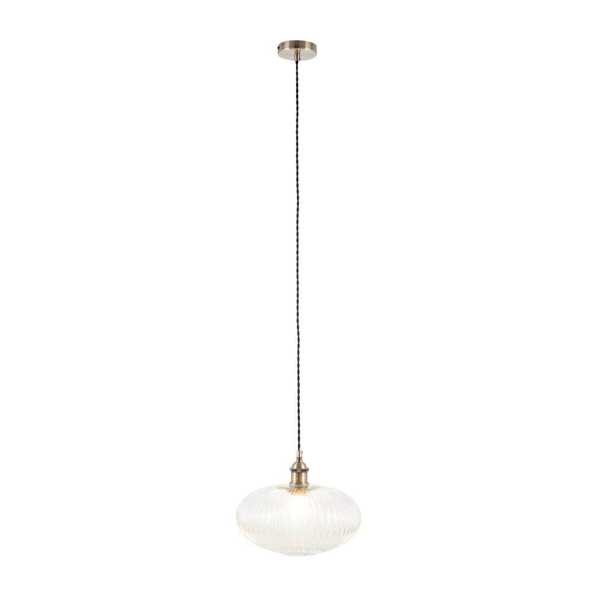 Return - Abigail Oval Ribbed Glass Pendant Light – image 5