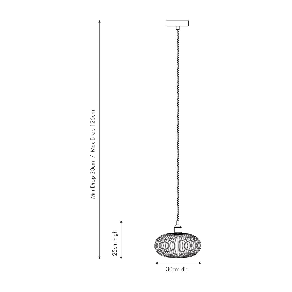 Return - Abigail Oval Ribbed Glass Pendant Light – image 6