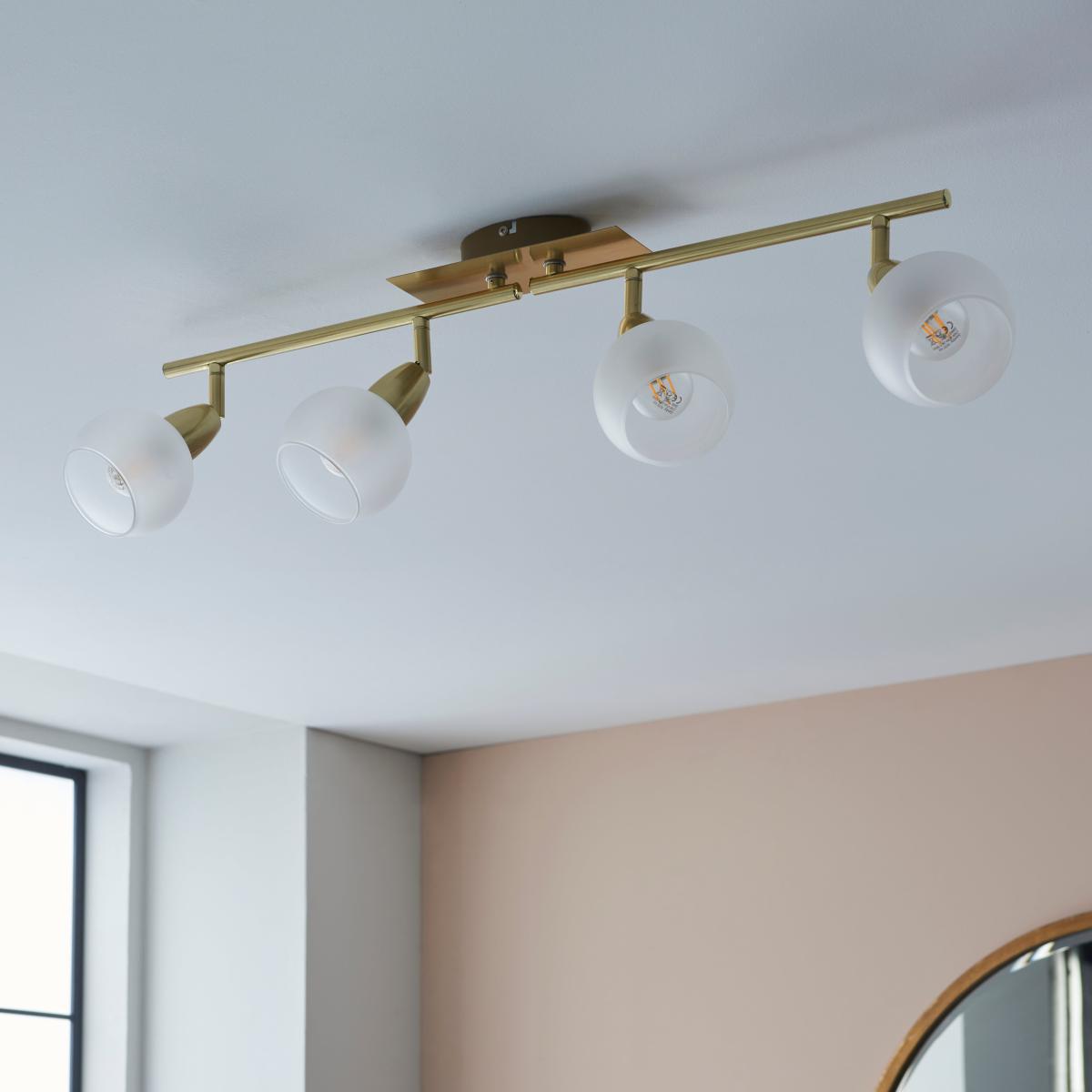 Tia 4 Light Frosted Spotlight Bar Gold – image 2