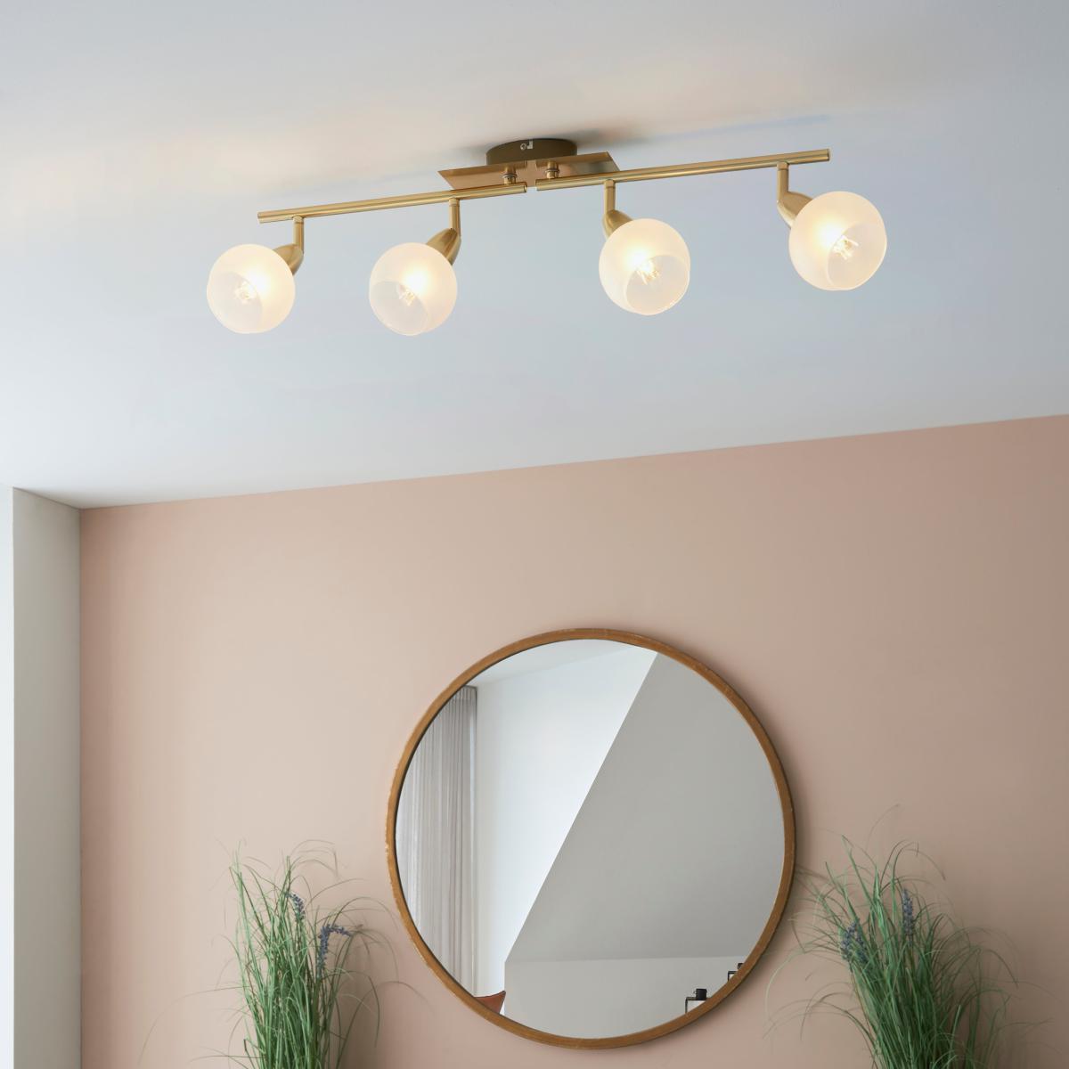 Tia 4 Light Frosted Spotlight Bar Gold – image 3
