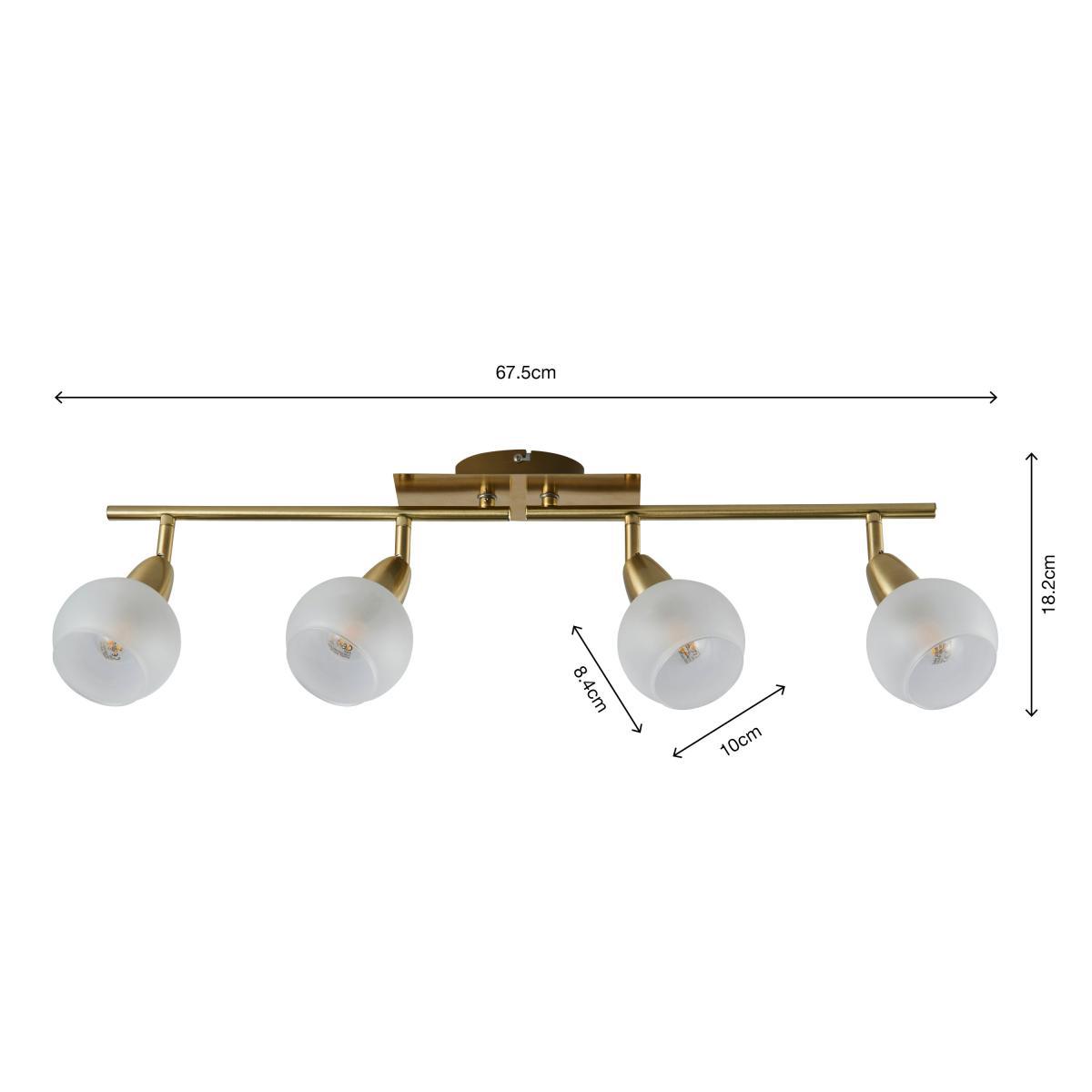 Tia 4 Light Frosted Spotlight Bar Gold – image 7