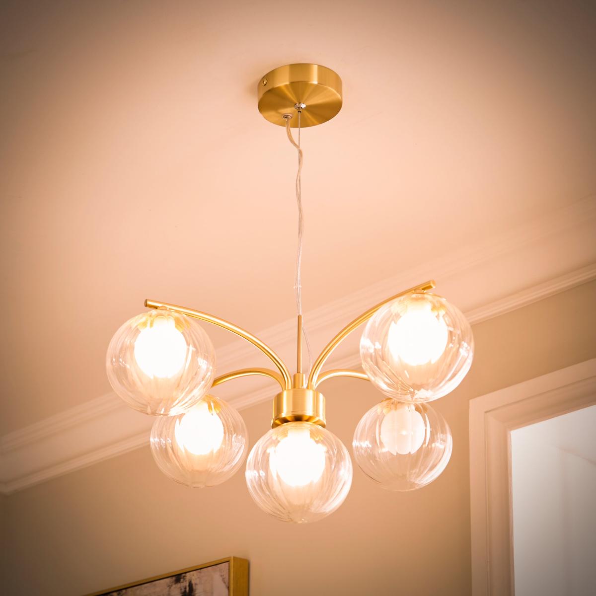 Leirah Ribbed 5 Light Ceiling Light Gold – image 2